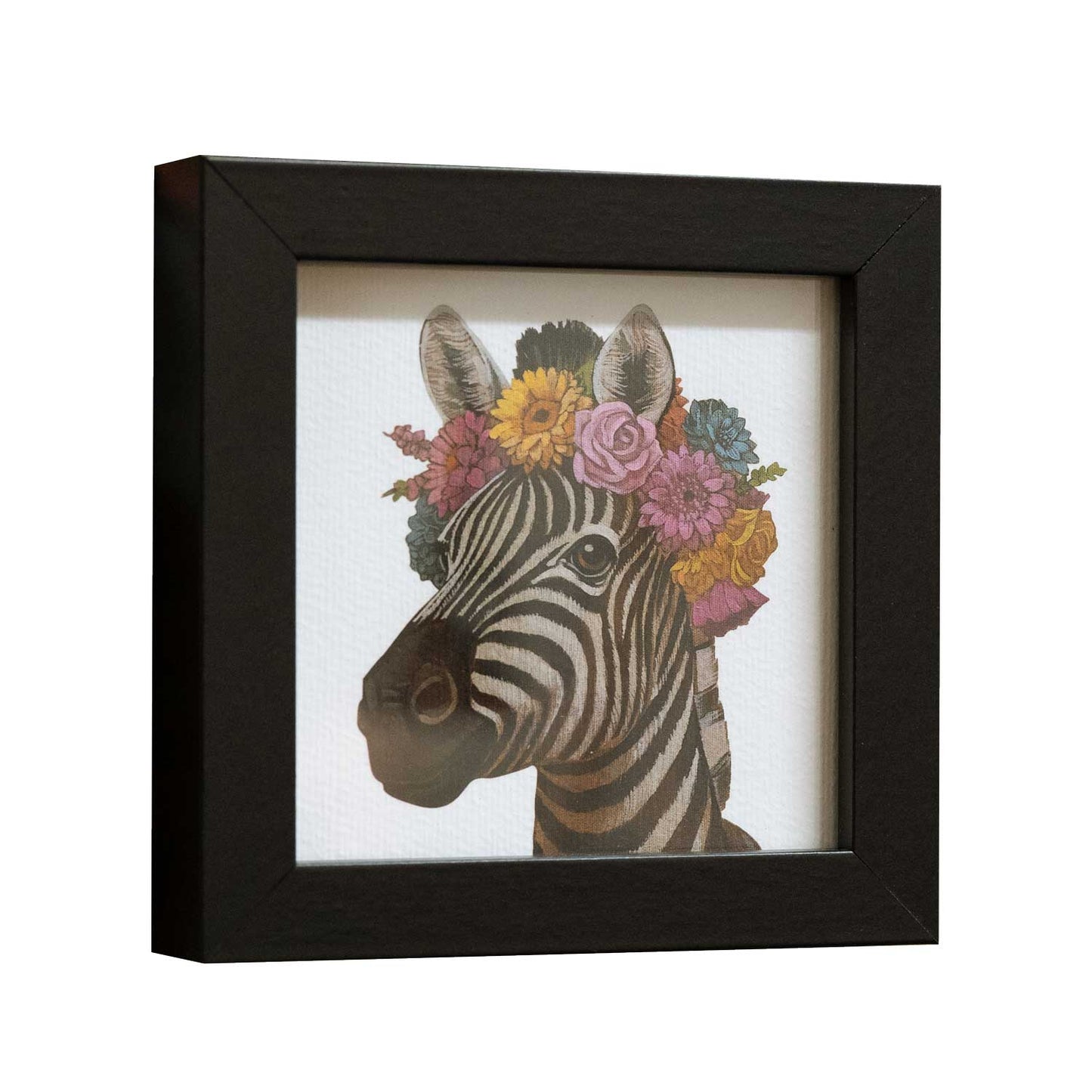 Pocket Art, Print im Rahmen, 10 x 10 cm, Blumenkind Zebra