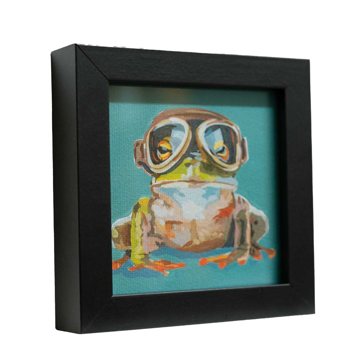 Pocket Art, Print im Rahmen, 10 x 10 cm, Der Abenteurer Frosch